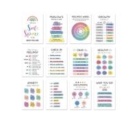 12 fogli da 25,4 x 35,5 cm, poster calmanti per ufficio, aula e la consulenza sulla salute mentale, grafico da parete in carta patinata impermeabile, tabelle educative