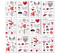 12 Fogli Di Adesivi Per Tatuaggi Temporanei Impermeabili Per San Valentino, Adesivi Per Confessioni D'Amore Di Coppia