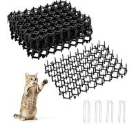 12 fogli di tappetino repellente per gatti, in plastica, con 8 picchetti a forma di U, per esterni, giardino, recinzione, cane, volpe, casa, 20 x 15 cm