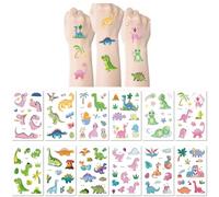 12 Fogli Di Tatuaggi Temporanei Glitterati Per Bambini, Tatuaggi Finti Impermeabili Con Disegni Di Dinosauri E Cartoni Animati, Divertenti Bomboniere Per Feste