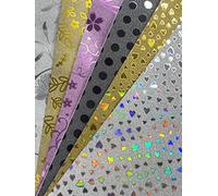 12 fogli in formato A4 di carta glitterata autoadesiva senza pelucchi, 80 g/m², confezione con 6 motivi diversi