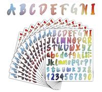 12 Fogli Multicolore Adesivi Lettere Alfabeto Lettere Adesive in Vinile Numeri Adesivi Stickers Lettere Adesive Adatti per DIY Scrapbooking, Decorazioni Regalo, Album Fotografici, Biglietti di Auguri