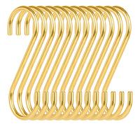 12 ganci a S in ottone per appendere campanelli a vento, utensili da cucina, cappotti, armadi, jeans, borse o luci a corda, ecc