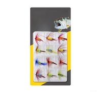 12 ganci per pesca alla trota, spigola, pesciolini con gambo lungo e gambo curvo e imitazione realistica dei parassiti per fiumi (C-12 pezzi)