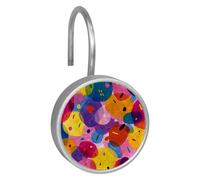 12 ganci per tenda da doccia in vetro di cristallo a pois colorati e divertenti, decorazione per il bagno, set di 12