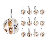 12 ganci rotondi decorativi per tenda da doccia, simpatici anelli per tende da bagno con lama e alpaca, impermeabili, antiruggine, per aste da doccia e fodera