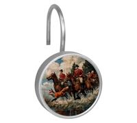 12 ganci rotondi per tenda da doccia, in acciaio inox, decorativi, per bagno, cucina, camera da letto, aste per tende, famosa caccia alla volpe (2)