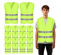 12 giubbotti di sicurezza per auto, gilet di sicurezza per auto, gilet di sicurezza per auto, gilet di sicurezza, gilet catarifrangente, 360°, lavabile per guidatori di notte, lavoratori edili, taglia