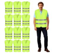 12 giubbotti di sicurezza per auto, giubbotto di sicurezza verde, giubbotto di sicurezza leggero, gilet catarifrangente, per uomini e donne, per lavori di emergenza stradale, corsa e ciclismo, taglia