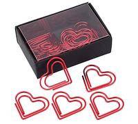 12 graffette a cuore, graffette carine, graffette in metallo, materiale di cancelleria, materiale scolastico per l'ordinamento delle note dei documenti (Rossa)