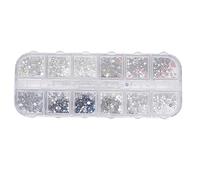 12 Grids Nail Art Rhinestones DIY Nail Decoration Makeup Glitter Beads Manicure Tool Nail Rhinestones Bedazzling Kit for DIY Crafts Clothes Shoes Nail (Strass 4#)