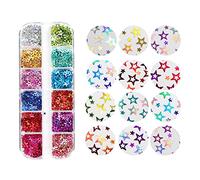 12 Griglia/Scatola Olografica Glitter Hollow Stelle Forma Paillettes Resina Epossidica Riempimento Gioielli Fare Fiocco Nail Art Resina Epossidica Riempimento Gioielli Fiocchi Fare