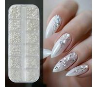 12 griglie di ciondoli per unghie glitterati a forma di stella d'argento, punte metalliche miste, rivetti a fetta, borchie per unghie in lega fai da te a forma di stella d'ar