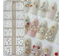 12 griglie di ciondoli per unghie glitterati a forma di stella d'argento, punte metalliche miste, rivetti a fetta, borchie per unghie in lega fai da te a forma di stella d'ar