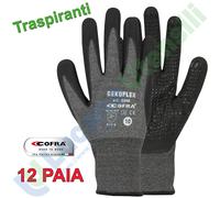 12 Guanti da Lavoro Antiscivolo COFRA Nylon Nitrile Meccanico Officina. GEKOFLEX