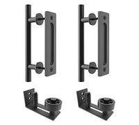 12 "Impugnatura for la porta dell'impugnatura del fienile scorrevole e dell'hardware con guida della granaio, il nero rustico (2 set) Liscio, silenzioso(2 Sets(Handle Guide))