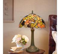12 inch Lamp Stained Glass Grapes Table Lamp Bedside Reading Desk Light Flower Green Leaf Night Lamp, Antique Art Craft Gifts Lover Kid Living Room Bedroom Study Bookcase,C