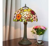 12 inch Lamp Stained Glass Grapes Table Lamp Bedside Reading Desk Light Flower Green Leaf Night Lamp, Antique Art Craft Gifts Lover Kid Living Room Bedroom Study Bookcase,B