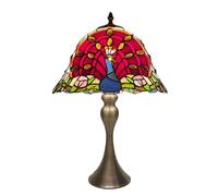 12 inch Lamp Table Lamp Stained Glass Beside Reading Lamp Vintage Antique DecoratDesk Lamp for Living Room Bedroom Office Study Room,Red