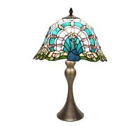 12 inch Lamp Table Lamp Stained Glass Beside Reading Lamp Vintage Antique DecoratDesk Lamp for Living Room Bedroom Office Study Room,Blue