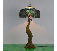 12-inch Lamp Table Lamp Vintage Stained Glass Desk Light with Base for Living Room Bedroom Bedside Study Reading Lighting,B