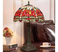 12 inch Lamp Vintage Dragonfly Table Lamp Stained Glass Bedside Reading Desk Light Grape Rose Night Lamp Antique Art Craft Gifts Lover Kid Living Room Bedroom Study,Dragonfly