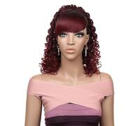 12 Inch Short Curls Claw Clip Ponytail Extensions, Synthetic Drawstring Curly Ponytails, Hairpiece Hair Extension for Daily Use(Burgundy)