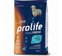 12 kg Prolife Dual Fresh Alimento Cibo Crocchette Croccantini per Cani Adulti di Taglia Media e Large con Salmone e Merluzzo Freschi & Riso No Gluten
