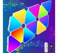 12 lampade da parete a LED triangolari da gioco, pannello RGB con telecomando, luce intelligente da parete, fai da te, combinabili, strisce luminose a LED, musica Sync controllo app, pannello luminoso