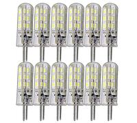 12 lampadine dimmerabili G4 da 1,5 Watt, con 24 LED SMD, bianco caldo, 12 V DC, attacco bispina, illuminazione a 360°, alogene (ricambio per lampadina alogena da 10 W)