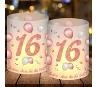 12 Lanterne a candela decorative per 16 anni, Decorazioni da tavola per 16 anni Buon compleanno, deco anniversaire 16 ans Femme Homme pour Lumières de thé et Bougies