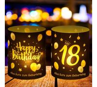 12 lanterne da tavolo per 18 compleanni, 18 anni, decorazione da tavolo Happy Birthday, decorazione per il 18° compleanno, 18° compleanno, adatto per candele tealight, colore nero
