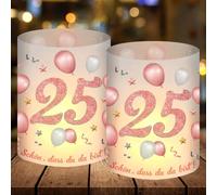 12 Lanterne decorative per 25 anni, decorazione da tavolo 25 anni Buon compleanno, deco anniversaire 25 ans Femme Homme pour Lumières de thé et Bougies