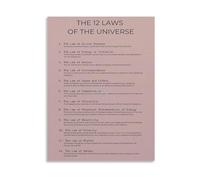 12 Laws of The Universe Philosophy Poster Spiritual Guidance Canvas Wall Art For Study Meditation Room Decor(Framed,08x12inch(20x30cm))