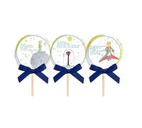 12 Lecca Lecca Spirale da 30 gr + 12 Targhette/Toppers per Festa a Tema ideali per regalini fine festa o decorazioni buffet (piccolo principe)