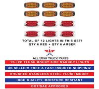 12 LED Sigillato Lato Evidenziatore Svendita Luce Pesce Forma Rimorchio - 6 Red