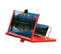 12" Lente di Ingrandimento dello Schermo, 3D HD Amplificatore dello Schermo con Supporto Telefono Pieghevole Cellulare per Film, Video e Giochi, Supporta Tutti Gli Smartphone (Red)