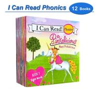 12 Libri - Il mio primo libro di lettura fonetica "I Can Read" - Serie Pinkalicious, include vocali brevi e lunghe, libri tascabili illustrati in inglese, storie della buonanotte, libri educativi per 