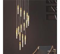 12 Lights Gold LED Chandelier Pendant Crystal Ceiling Light for Foyer High Hanging Staircase Villa Hallway Entryway Spiral Hotels Long