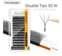 12 linee 0,07C Spessore D NAGARAKU 3D WW ciglie finte a ventaglio preconfezionate a doppia punta con forma 3DW, estensioni di ciglie individuali dense e piene Fibra chimica