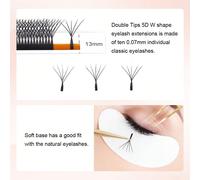 12 linee NAGARAKU Ciglia finte a doppia punta 5D W 0.07C a forma di D, naturali, morbide, intrecciate a mano, leggere, estensioni di ciglia finte a fiore automatiche Fibra chimica