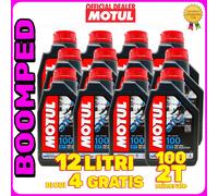 12 LITRI Olio Motore MOTUL 100 2T Minerale PRE-MIX OIL INJECTION MOPED 12MO11