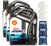 12 Litri Originale Shell Advance 4T Ultra 10W40 Olio Motore Moto API SN JASO MA2