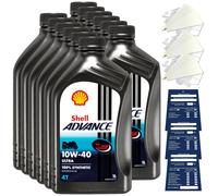 12 Litro Originale Shell Advance 4T Ultra 10W40 Olio Motore Moto Api Sn Jaso