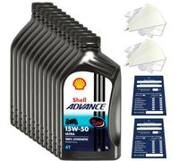 12 Litro Originale Shell Advance 4T Ultra 15W50 Olio Motore Moto 600041556