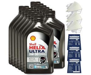 12 Litro Originale Shell Helix Ultra Ect 5W30 C3 Olio MB BMW Opel Acea C3 Set Da