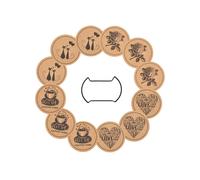 (12 love rose cats) 12pc Thick Corkboard Coasters Nonslip Front Durable Cup Mats Functional Cork Drink Pad for Coffee Mugs