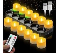 12 lumini a LED ricaricabili con telecomando e funzione timer, candele elettriche con stazione di ricarica USB-C per matrimoni, feste, decorazione senza fiamma, set per la casa