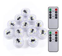 12 lumini a LED sommergibili con timer, telecomando, funzionamento a batteria per zucca di Halloween, decorazioni natalizie, lanterne di carta, feste di nozze, eventi, centrotavola