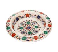 12 " Marmo a Secco Frutta Ciotola Pietre Semi Preziose Inserto Intarsiato Fiori